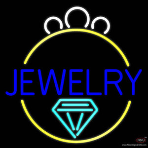 Blue Jewelry Center Ring Logo Handmade Art Neon Sign