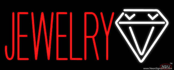 Red Jewlery Block Diamond Logo Handmade Art Neon Sign