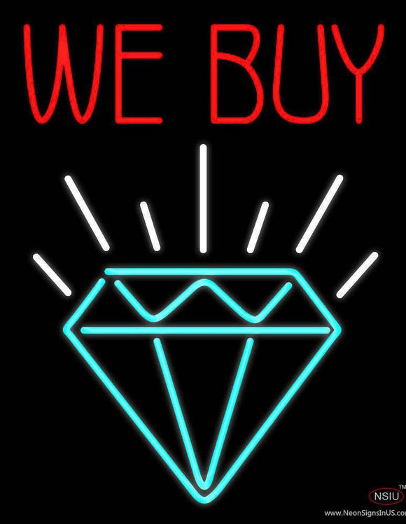 Red We Buy Diamond Logo Handmade Art Neon Sign