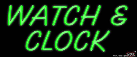 Green Watch And Clock Handmade Art Neon Sign