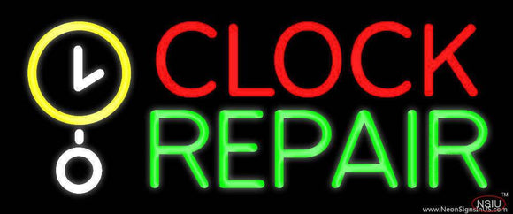 Red Clock Green Repair Block Handmade Art Neon Sign