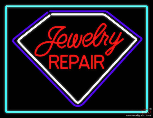 Red Jewelry Repair Turquoise Border Handmade Art Neon Sign