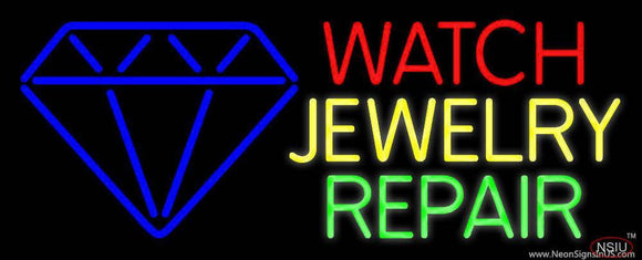 Watch Jewelry Repair With Blue Logo Handmade Art Neon Sign