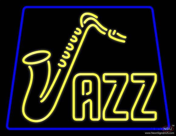 Yellow Jazz With Saxophone Real Neon Glass Tube Neon Sign