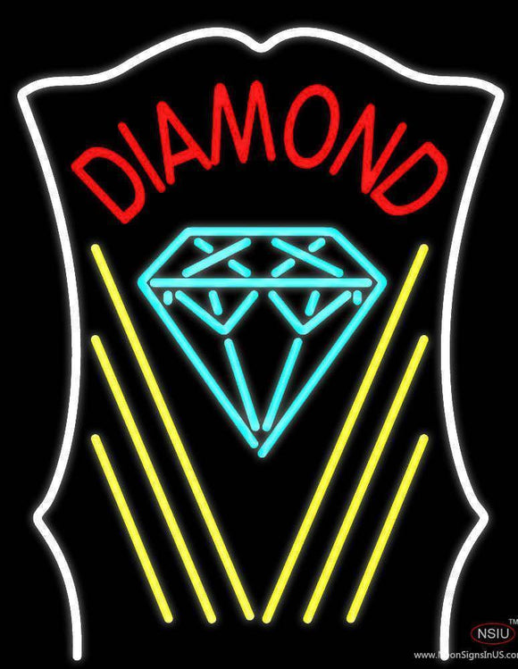 Diamond With White Border Handmade Art Neon Sign