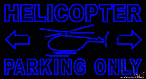 Blue Helicopter Parking Only Handmade Art Neon Sign