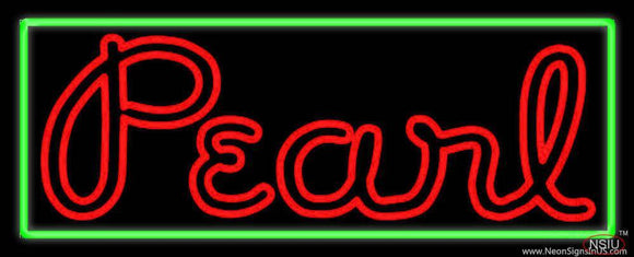 Green Border Red Pearl Cursive Handmade Art Neon Sign