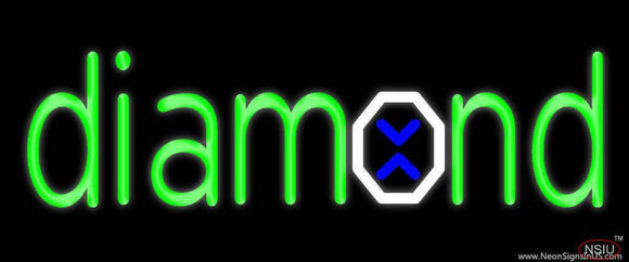 Green Diamond Logo Handmade Art Neon Sign