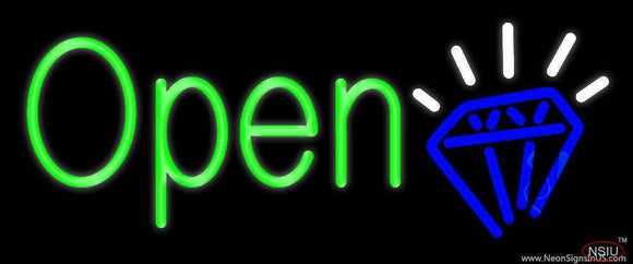 Green Open Diamond Handmade Art Neon Sign