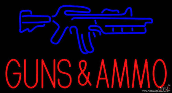 Gun Ammo Handmade Art Neon Sign