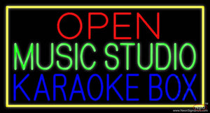 Open Music Studio Karaoke Box Yellow Border  Real Neon Glass Tube Neon Sign