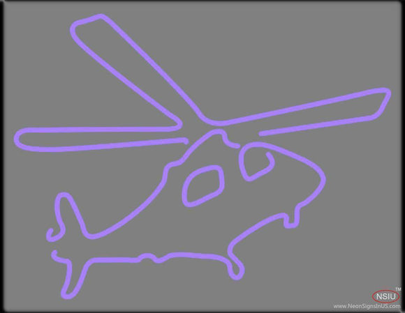 Purple Helicopter Handmade Art Neon Sign