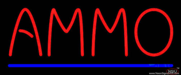 Red Ammo With Blue Line Handmade Art Neon Sign