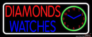 Red Diamonds Blue Watches Block Handmade Art Neon Sign
