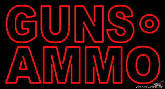 Red Guns Ammo Handmade Art Neon Sign
