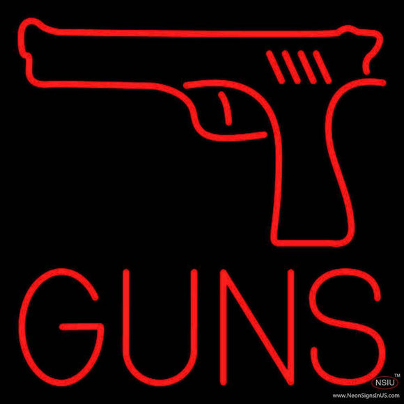 Red Guns Block Handmade Art Neon Sign