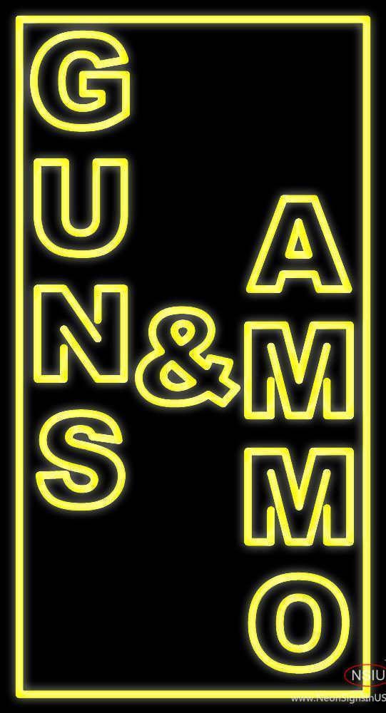 Vertical Guns And Ammo Handmade Art Neon Sign
