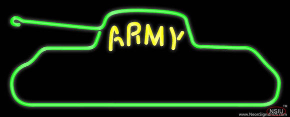 Yellow Army Real Neon Glass Tube Neon Sign