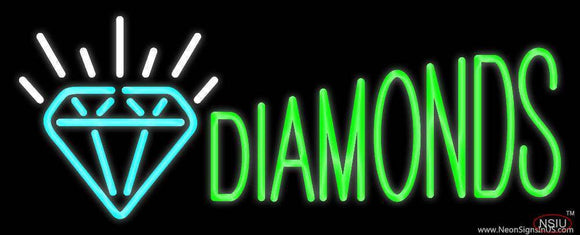 Green Diamonds Logo Handmade Art Neon Sign