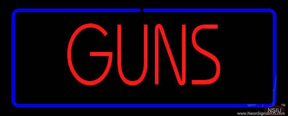 Red Guns Blue Border Handmade Art Neon Sign