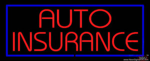 Red Auto Insurance Blue Border Real Neon Glass Tube Neon Sign