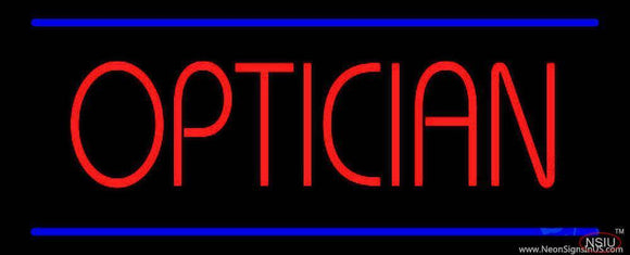 Red Optician Blue Lines Handmade Art Neon Sign