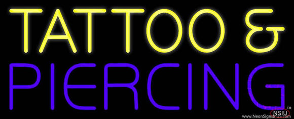 Yellow Tattoo and Purple Piercing Real Neon Glass Tube Neon Sign