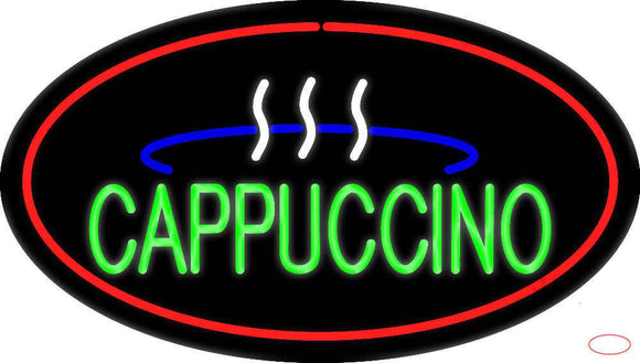 Oval Cappuccino with Red Border Real Neon Glass Tube Neon Sign