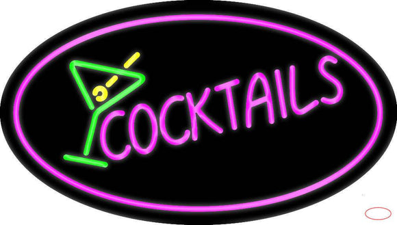 Pink Cocktail with Cocktail Glass Real Neon Glass Tube Neon Sign