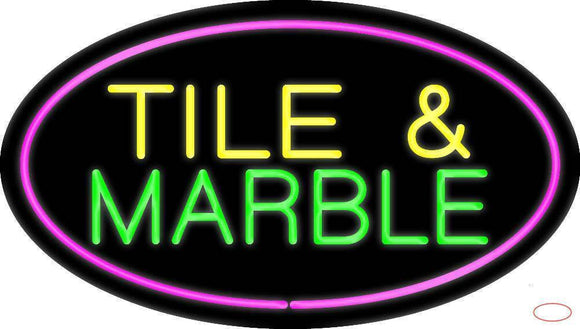 Tile and Marble Oval Purple Handmade Art Neon Sign