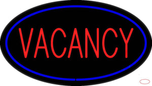 Vacancy Oval Blue Real Neon Glass Tube Neon Sign