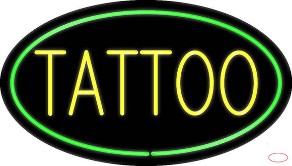 Tattoo Oval Green Real Neon Glass Tube Neon Sign