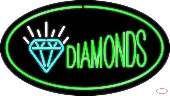 Diamonds Logo Green Oval Handmade Art Neon Sign