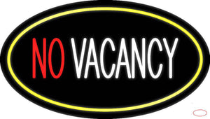 No Vacancy Oval Yellow Real Neon Glass Tube Neon Sign