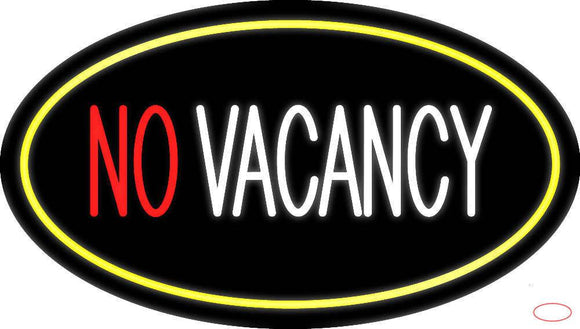 No Vacancy Oval Yellow Real Neon Glass Tube Neon Sign
