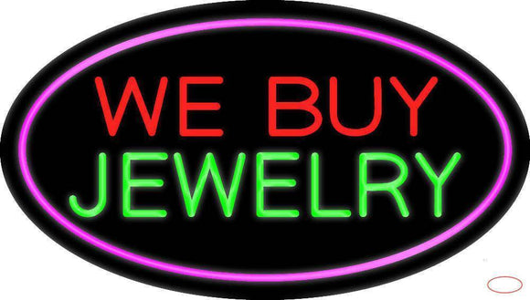 We Buy Jewelry Oval Purple Handmade Art Neon Sign