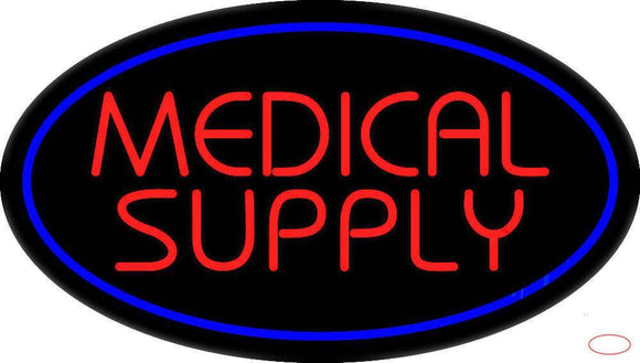 Red Medical Supply Oval Blue Handmade Art Neon Sign