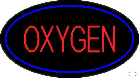 Oxygen Oval Blue Handmade Art Neon Sign