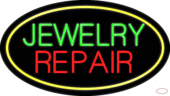 Jewelry Repair Oval Yellow Handmade Art Neon Sign