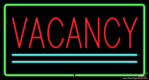 Vacancy Rectangle Green Real Neon Glass Tube Neon Sign