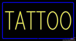 Yellow Tattoo Blue Border Real Neon Glass Tube Neon Sign