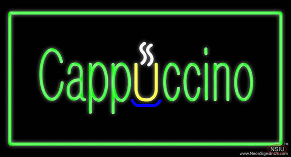 Cappuccino Rectangle Green Real Neon Glass Tube Neon Sign