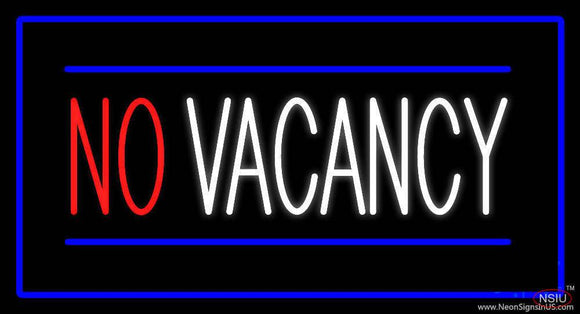 No Vacancy Rectangle Blue Real Neon Glass Tube Neon Sign