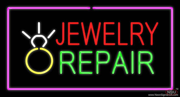 Jewelry Repair Rectangle Purple Handmade Art Neon Sign
