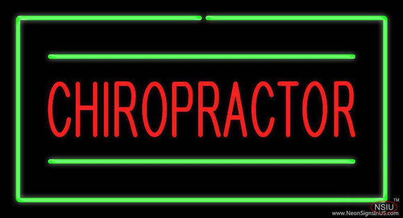 Chiropractor Rectangle Green Handmade Art Neon Sign