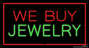 We Buy Jewelry Block Rectangle Red Handmade Art Neon Sign