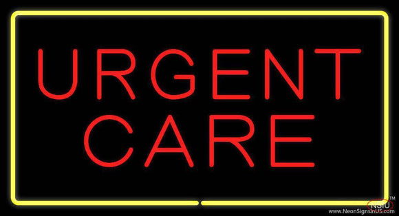 Red Urgent Care Yellow Border Handmade Art Neon Sign
