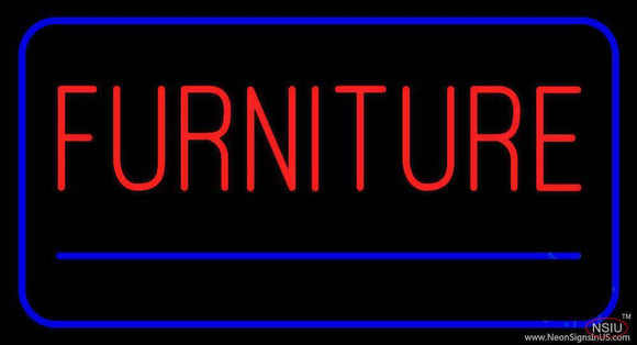 Furniture Rectangle Blue Handmade Art Neon Sign