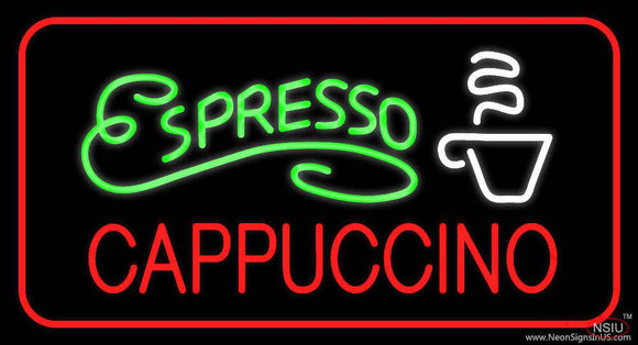 Green Espresso Red Cappuccino with Red Border Real Neon Glass Tube Neon Sign