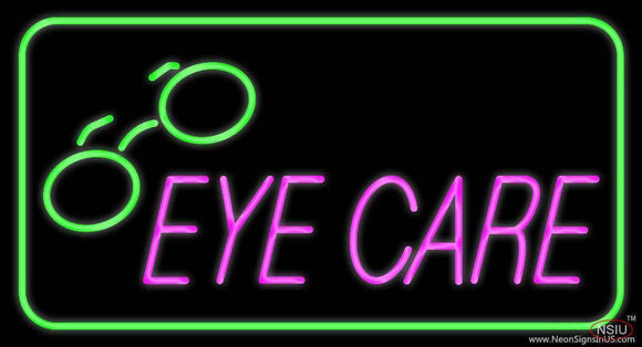 Pink Eye Care Logo Green Border Handmade Art Neon Sign